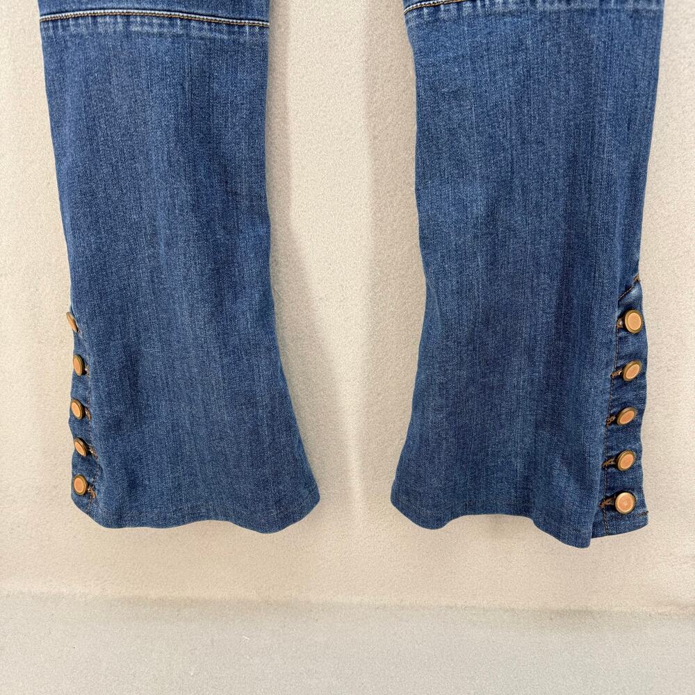 Free People Jeans Women's 29 (8) Blue Skylar Button Flare Moto Jeans - Picture 3 of 13